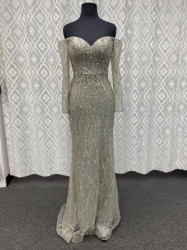 Size 4 Lore 3PVN02 Silver Mother of Bride Dress