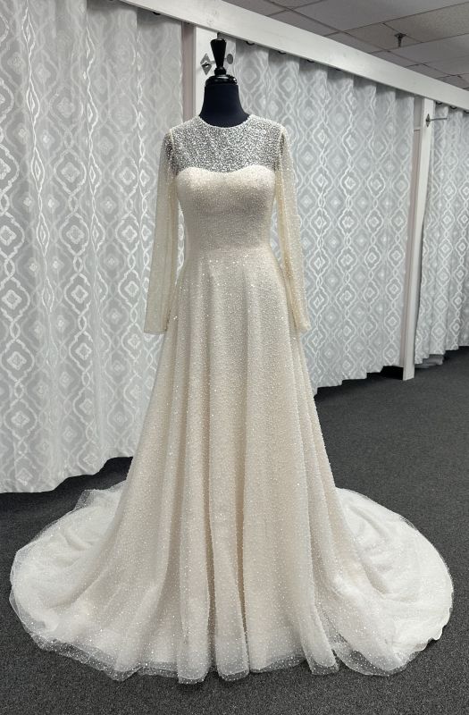 Size 6 Allure AB25718 Champagne/Ivory Gown