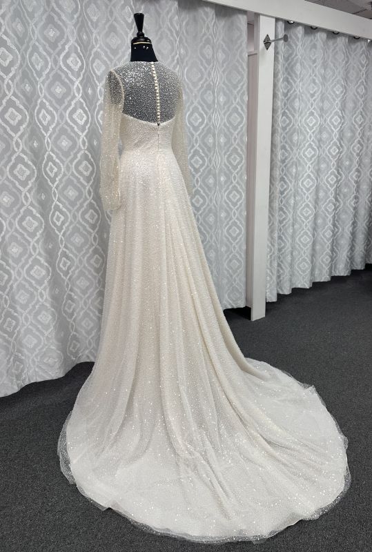 Size 6 Allure AB25718 Champagne/Ivory Gown - Image 2