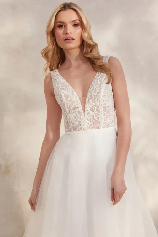 Size 6 Justin Alexander 11270 Ciana Ivory/Nude Gown - Image 2