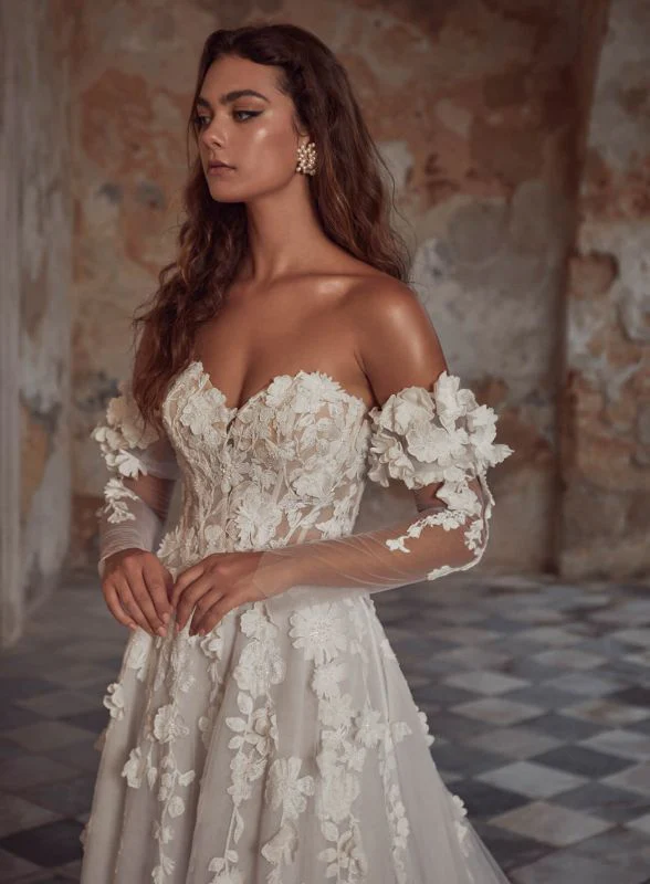 Calla Blanche Size 8 123111 Shania Ivory/Latte Gown - Image 5