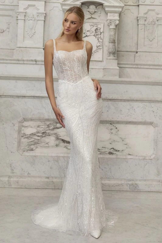 Size 8 Casablanca 2591FB Inez Ivory/Nude/Ivory Gown