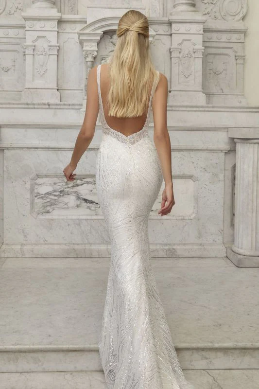 Size 8 Casablanca 2591FB Inez Ivory/Nude/Ivory Gown - Image 3