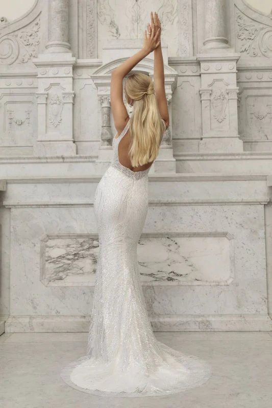 Size 8 Casablanca 2591FB Inez Ivory/Nude/Ivory Gown - Image 4