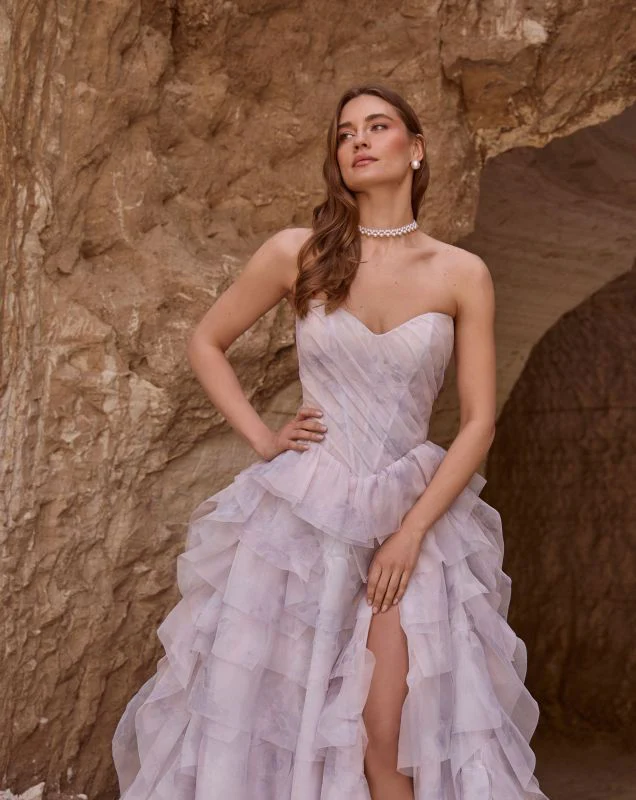 Size 8 La Perle LP2544 Anouk Floral Print Gown - Image 2
