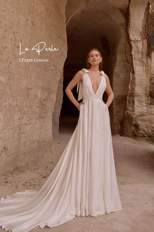 Size 8 La Perle LP2556 Lunessa Ivory Gown