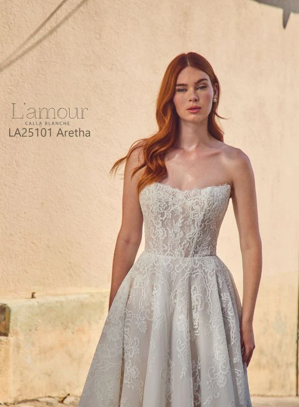 L'amour Size 8 LA25101 Aretha Ivory/Light Nude Gown - Image 3